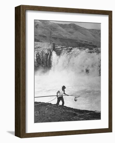 Man Fishing For Salmon in the Columbia River-Peter Stackpole-Framed Photographic Print