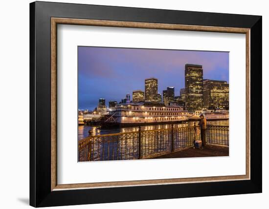 Man Fishing from Pier at Dawn in San Francisco, California, Usa-Chuck Haney-Framed Photographic Print