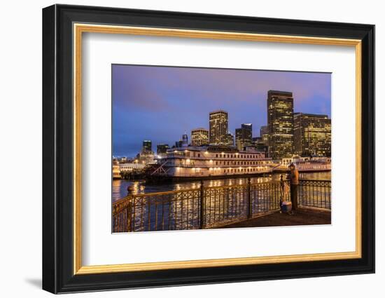 Man Fishing from Pier at Dawn in San Francisco, California, Usa-Chuck Haney-Framed Photographic Print