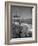 Man Fishing Off Montauk Point. Montauk Lighthouse Visible in Background-Alfred Eisenstaedt-Framed Photographic Print