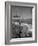 Man Fishing Off Montauk Point. Montauk Lighthouse Visible in Background-Alfred Eisenstaedt-Framed Photographic Print