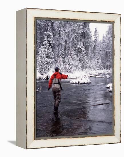 Man Fly Fishing in Fall River, Oregon, USA-Janell Davidson-Framed Premier Image Canvas