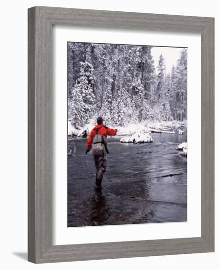 Man Fly Fishing in Fall River, Oregon, USA-Janell Davidson-Framed Photographic Print