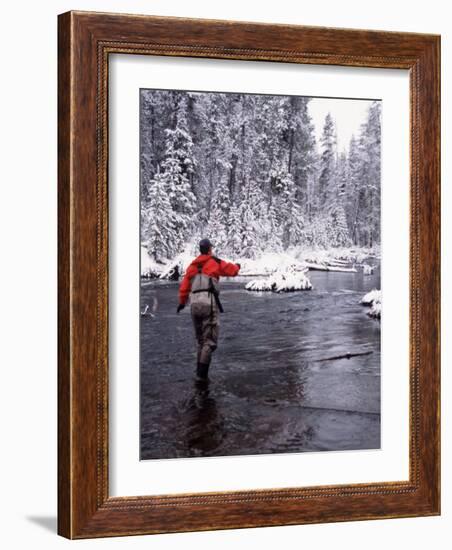 Man Fly Fishing in Fall River, Oregon, USA-Janell Davidson-Framed Photographic Print