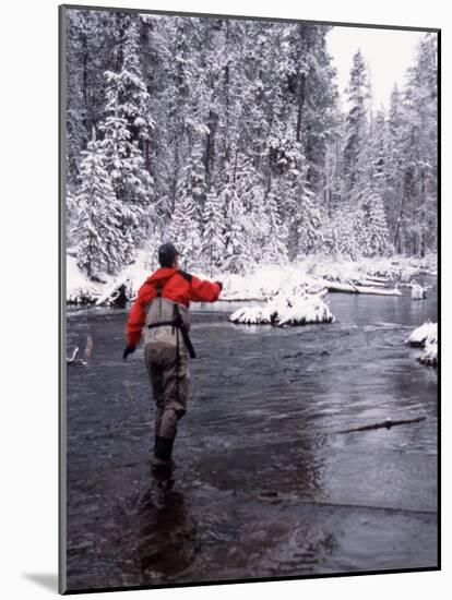 Man Fly Fishing in Fall River, Oregon, USA-Janell Davidson-Mounted Photographic Print