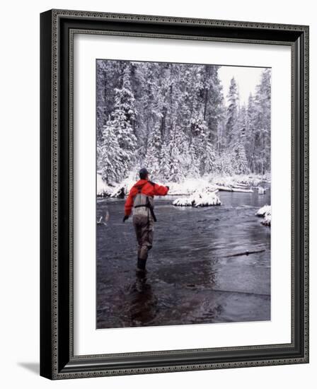 Man Fly Fishing in Fall River, Oregon, USA-Janell Davidson-Framed Photographic Print