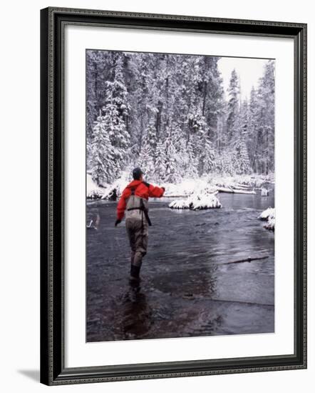 Man Fly Fishing in Fall River, Oregon, USA-Janell Davidson-Framed Photographic Print