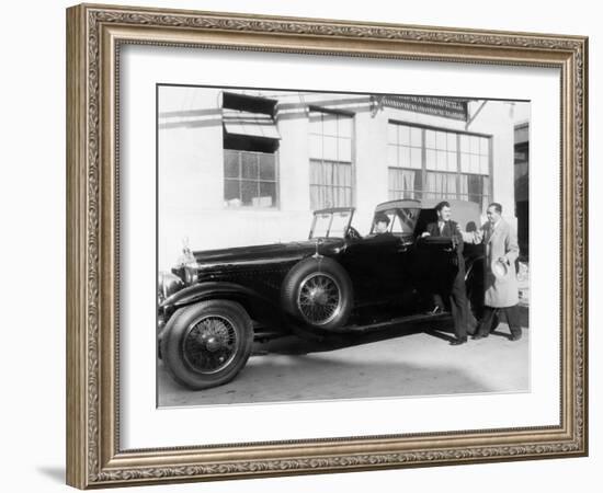 Man Getting into Car with Chauffer-null-Framed Photo