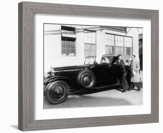 Man Getting into Car with Chauffer-null-Framed Photo