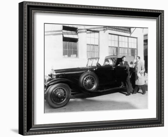 Man Getting into Car with Chauffer-null-Framed Photo