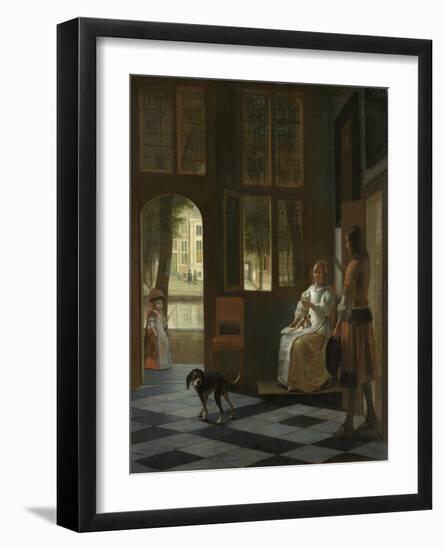 Man Handing a Letter to a Woman-Pieter de Hooch-Framed Art Print