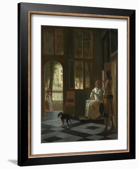 Man Handing a Letter to a Woman-Pieter de Hooch-Framed Art Print