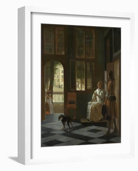 Man Handing a Letter to a Woman-Pieter de Hooch-Framed Art Print