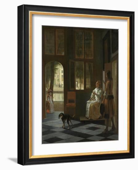 Man Handing a Letter to a Woman-Pieter de Hooch-Framed Art Print