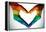 Man Hands Painted As The Rainbow Flag Forming A Heart, Symbolizing Gay Love-nito-Framed Stretched Canvas