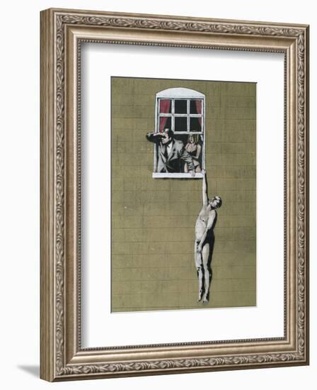 Man Hanging out of Window-Banksy-Framed Giclee Print