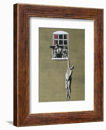 Man Hanging out of Window-Banksy-Framed Giclee Print