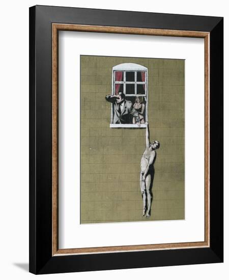 Man Hanging out of Window-Banksy-Framed Giclee Print