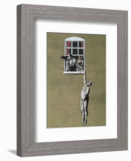 Man Hanging out of Window-Banksy-Framed Giclee Print