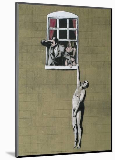 Man Hanging out of Window-Banksy-Mounted Giclee Print