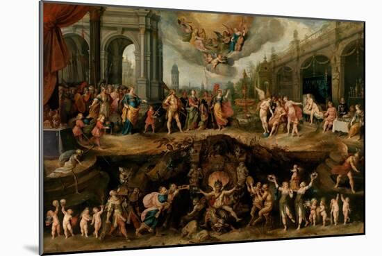 Man Having to Choose Between the Virtues and Vices, 1635-Frans Francken the Younger-Mounted Giclee Print