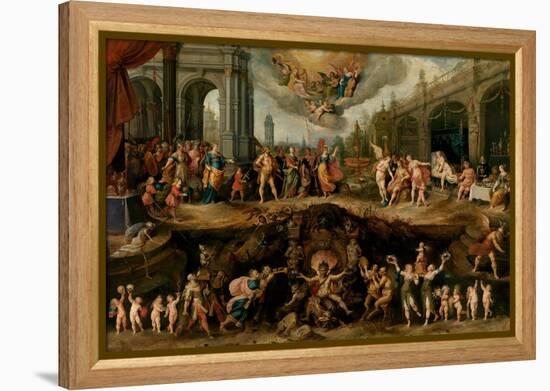 Man Having to Choose Between the Virtues and Vices, 1635-Frans Francken the Younger-Framed Premier Image Canvas