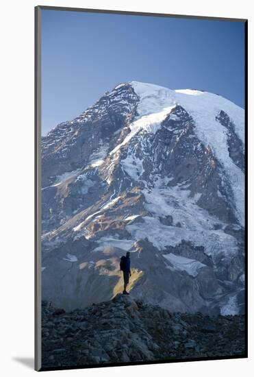 Man Hiking in Mt. Rainier National Park, Washington-Justin Bailie-Mounted Photographic Print