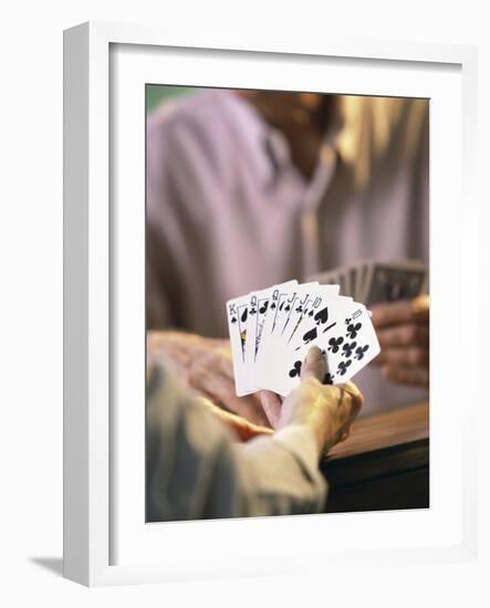 Man Holding Playing Cards-null-Framed Photographic Print