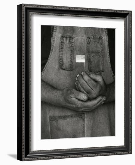 Man Holding Small American Flag-Bob Rowan-Framed Photographic Print