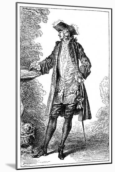 Man in 18th-Century French Costume-Jean-Antoine Watteau-Mounted Giclee Print