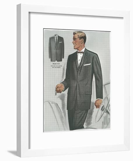 Man in Black Suit Illustration-null-Framed Art Print