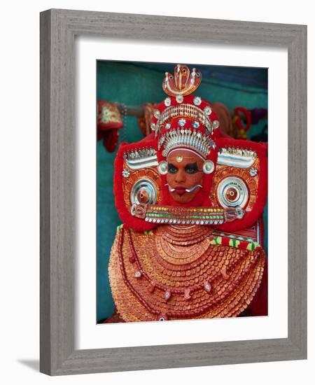 Man in Costume Representing a God at the Teyyam Ceremony, Near Kannur, Kerala, India, Asia-Tuul-Framed Photographic Print