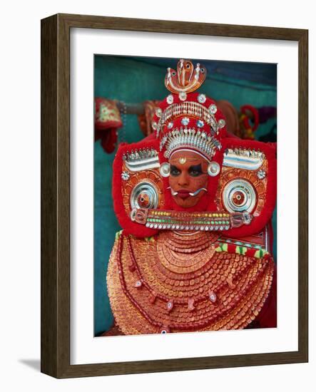 Man in Costume Representing a God at the Teyyam Ceremony, Near Kannur, Kerala, India, Asia-Tuul-Framed Photographic Print