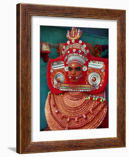 Man in Costume Representing a God at the Teyyam Ceremony, Near Kannur, Kerala, India, Asia-Tuul-Framed Photographic Print