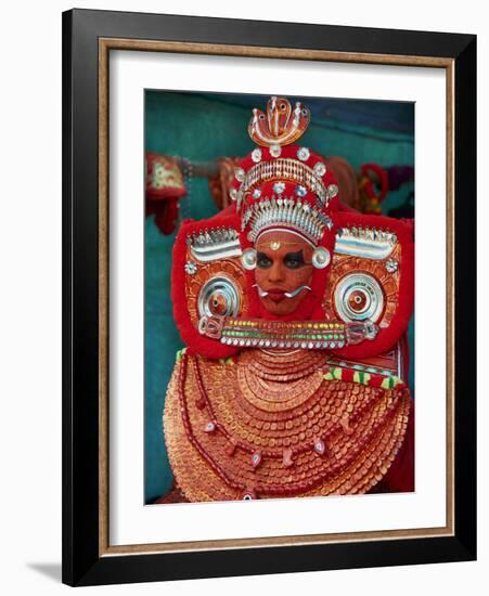 Man in Costume Representing a God at the Teyyam Ceremony, Near Kannur, Kerala, India, Asia-Tuul-Framed Photographic Print