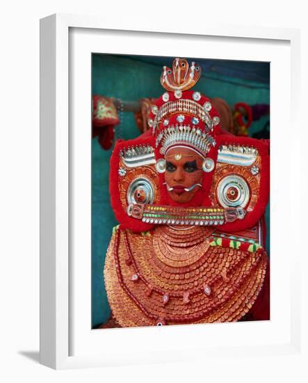 Man in Costume Representing a God at the Teyyam Ceremony, Near Kannur, Kerala, India, Asia-Tuul-Framed Photographic Print