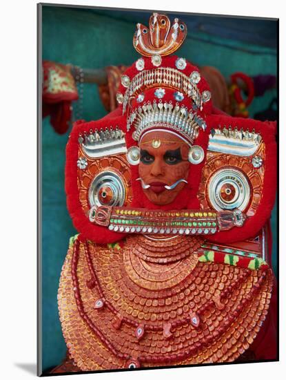 Man in Costume Representing a God at the Teyyam Ceremony, Near Kannur, Kerala, India, Asia-Tuul-Mounted Photographic Print