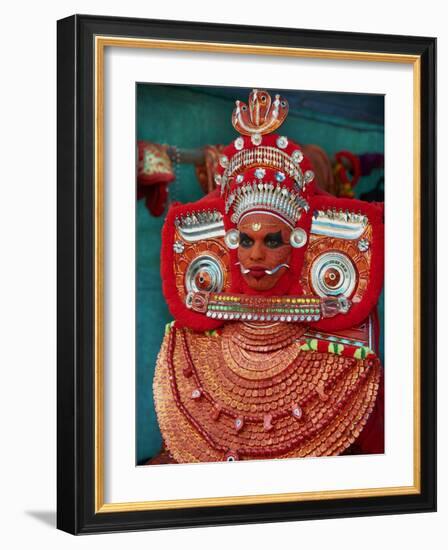 Man in Costume Representing a God at the Teyyam Ceremony, Near Kannur, Kerala, India, Asia-Tuul-Framed Photographic Print