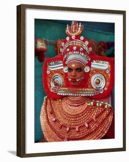 Man in Costume Representing a God at the Teyyam Ceremony, Near Kannur, Kerala, India, Asia-Tuul-Framed Photographic Print