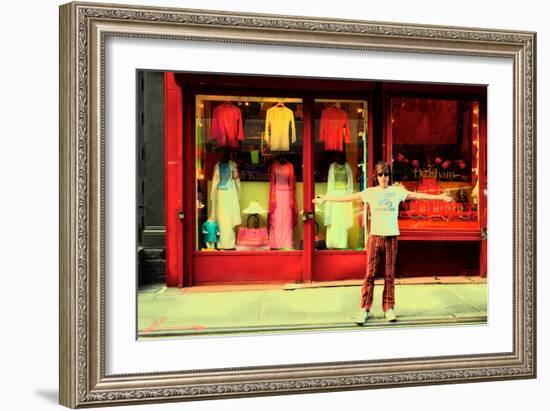 Man in Front of a Clothing Shop, New York City.-Sabine Jacobs-Framed Photographic Print