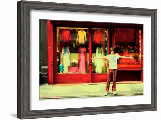 Man in Front of a Clothing Shop, New York City.-Sabine Jacobs-Framed Photographic Print