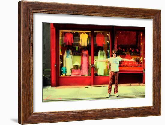 Man in Front of a Clothing Shop, New York City.-Sabine Jacobs-Framed Photographic Print