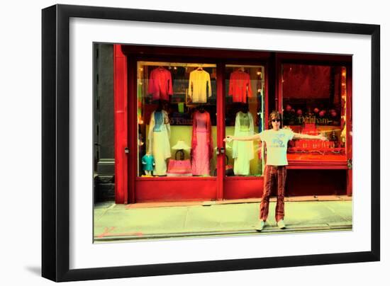 Man in Front of a Clothing Shop, New York City.-Sabine Jacobs-Framed Photographic Print