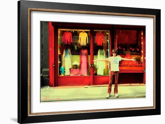 Man in Front of a Clothing Shop, New York City.-Sabine Jacobs-Framed Photographic Print