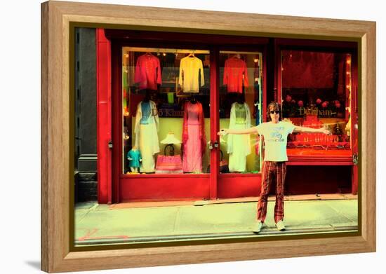 Man in Front of a Clothing Shop, New York City.-Sabine Jacobs-Framed Premier Image Canvas