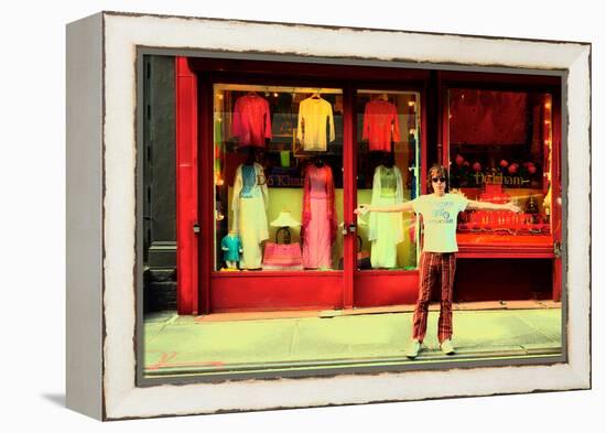 Man in Front of a Clothing Shop, New York City.-Sabine Jacobs-Framed Premier Image Canvas