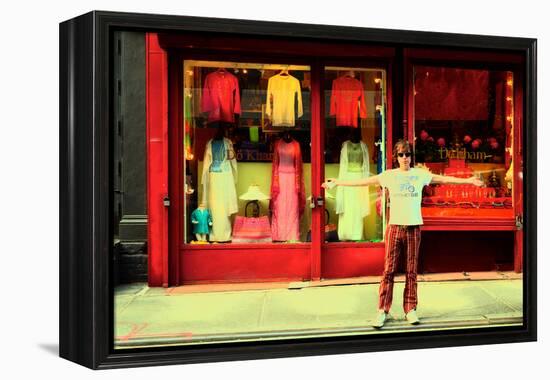 Man in Front of a Clothing Shop, New York City.-Sabine Jacobs-Framed Premier Image Canvas