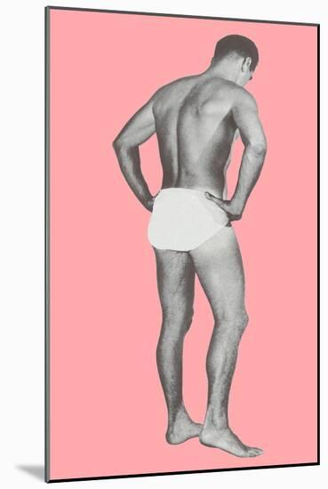 Man in Jockey Shorts with Pink Background-null-Mounted Art Print