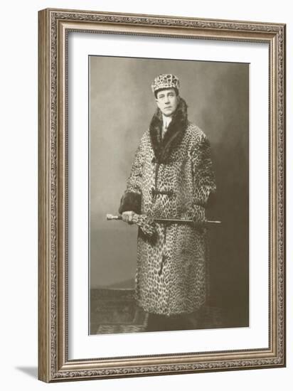 Man in Leopard Motoring Coat-null-Framed Art Print