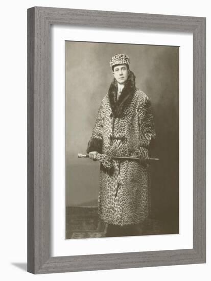 Man in Leopard Motoring Coat-null-Framed Art Print